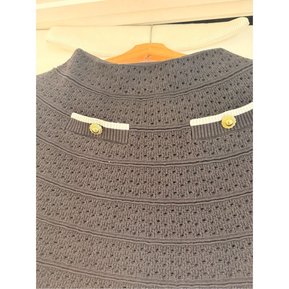 NWOT SELF-PORTRAIT BLACK POINTELLE Cropped KNIT TOP + Mini Skirt set - Picture 10 of 15